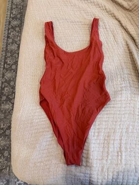 aerie Classic Scoop One-Piece Swimsuit in Red